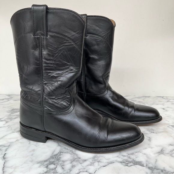 Justin Boots Shoes Vintage Justin Black Cora Leather Roper Boots